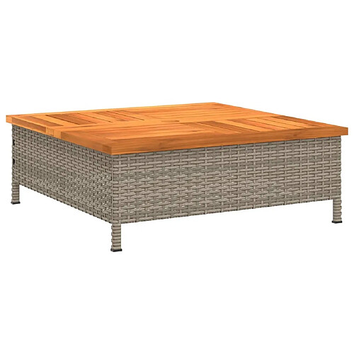 Maison Chic Table de jardin | Table d'extérieur gris 70x70x25 cm résine tressée et bois acacia -GKD77513