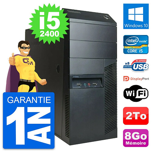 PC Tour Lenovo ThinkCentre M91p Core i5-2400 RAM 8Go Disque 2To Windows 10 Wifi · Occasion