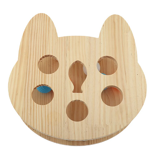 Jouets Chat Bois Jouet Cache Cache de Chat Avec 6 Trous pour Animaux De Compagnie 30x29x9cm