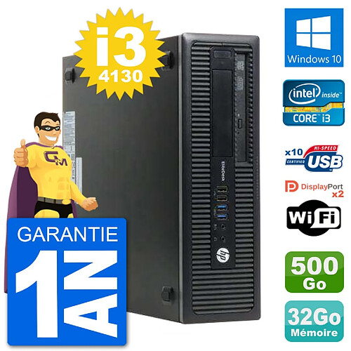 PC HP EliteDesk 800 G1 Core i3-4130 RAM 32Go Disque Dur 500Go Windows 10 Wifi · Occasion