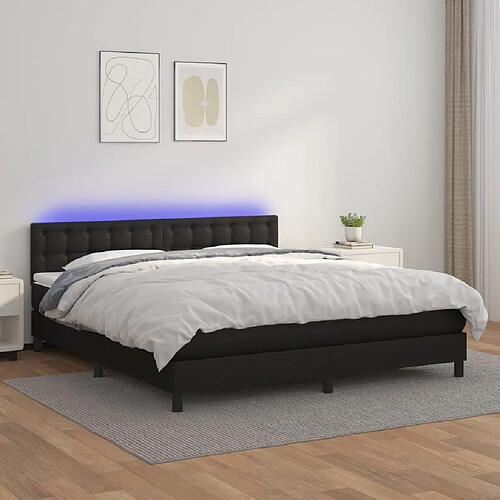 Sommier à lattes et LED,Cadre à lattes de lit avec matelas pour Adulte Noir 160x200cm -MN32055