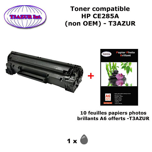 CE285A - Toner compatible HP LaserJet Pro M1217 , Pro M1217nfw ,Pro M1232 +10 papiers photos A6 brillantes -T3AZUR