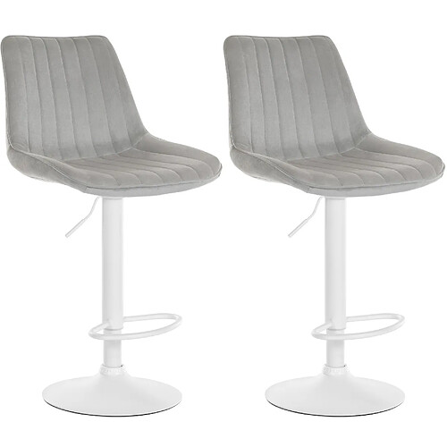 Non Lot de 2 tabourets de bar Toni velours blanc