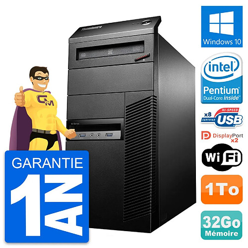 PC Tour Lenovo ThinkCentre M93p Intel G3220 RAM 32Go Disque 1To Windows 10 Wifi · Occasion