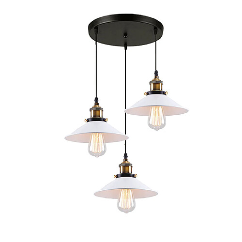 Stoex Suspension Luminaire Industrielle Vintage en Métal Fer , Rétro Lustre Lampe Plafonnier Corde Ajustable pour Cuisine Salle à Manger Salon Bar, Blanc