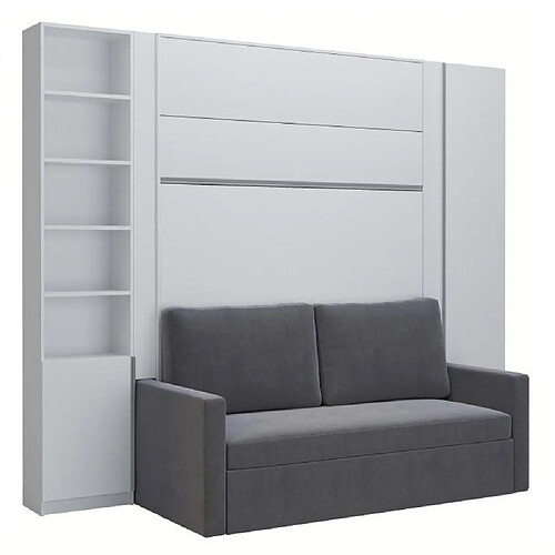 Inside 75 Composition lit escamotable 140 blanc mat DJUKE SOFA canapé gris 2 colonnes