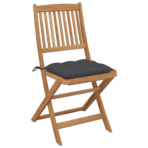 Maison Chic Lot de 2 Chaises pliables de jardin avec coussins - Fauteuil d'extérieur Bois d'acacia -MN81312