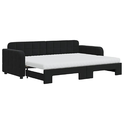 Maison Chic Lit d'appoint | Lit de jour avec lit gigogne | Lit de repos et matelas noir 80x200 cm velours -GKD60562