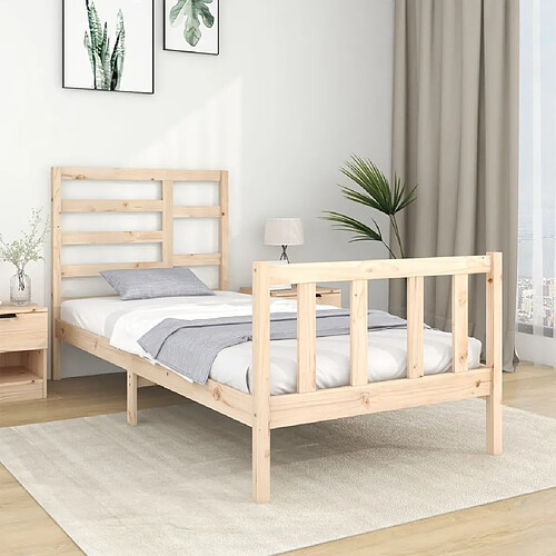 vidaXL Cadre de lit bois massif 90x190 cm simple