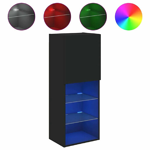 Maison Chic Meuble TV avec lumières LED, Banc TV pour salon, Meuble de rangement noir 40,5x30x102 cm -GKD72112