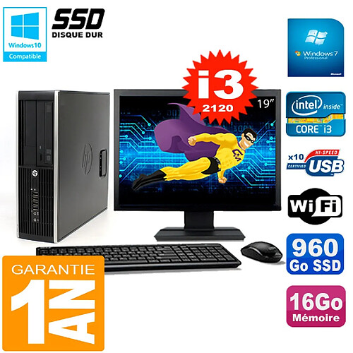 PC HP Compaq 8300 SFF Ecran 19" Core I3-2120 RAM 16Go Disque 960 Go SSD Wifi W7 · Occasion