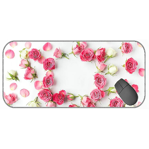 Universal (750x300x3) Long XXL Mousepad, fleur de fleur de fleur rose Mousepad en caoutchouc non glissant