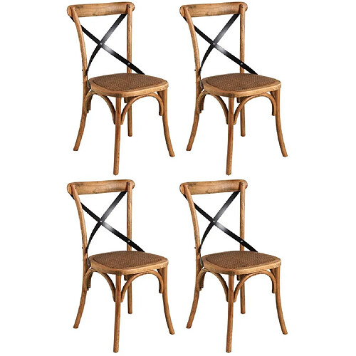 Aubry Gaspard Chaise bistrot en hêtre vieilli Lot de 4.