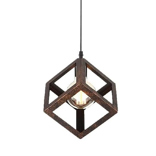 Stoex Suspension Luminaire Design Cube Métal Industriel Lustre Intérieur Salle à Manger E27 Rouille