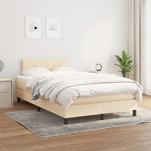 vidaXL Sommier à lattes de lit avec matelas Crème 120x200 cm Tissu