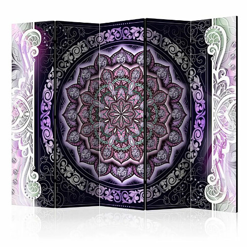 Paris Prix Paravent 5 Volets Round Stained Glass Violet 172x225cm