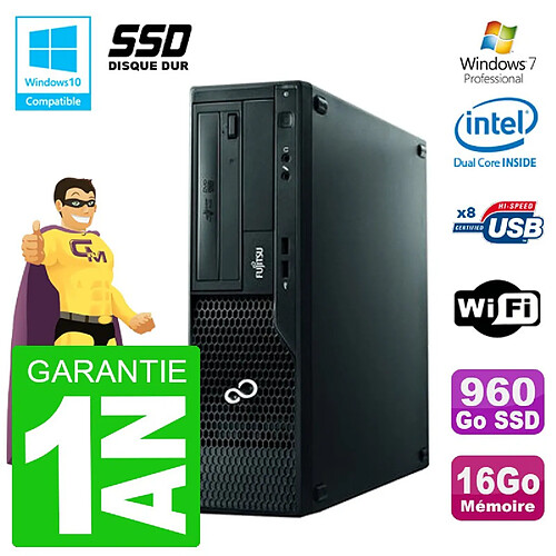 PC Fujitsu Esprimo E500 E85+ DT G640 RAM 16Go SSD 960Go DVD Wifi W7 · Occasion