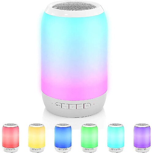 Universal Haut-parleur Bluetooth avec radio, haut-parleur Bluetooth Portable Music Box 7 Versions de couleur / TWS / TF Carte / AUX-In Convient aux enfants, adultes, fêtes, extérieur, intérieur (blanc)