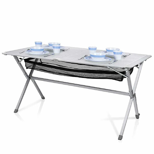 Campart Travel Table roulante camping Michigan Aluminium 140x80x70 cm