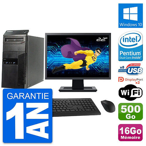 PC Tour Lenovo M83 Ecran 22" Intel G3220 RAM 16Go Disque 500Go Windows 10 Wifi · Occasion