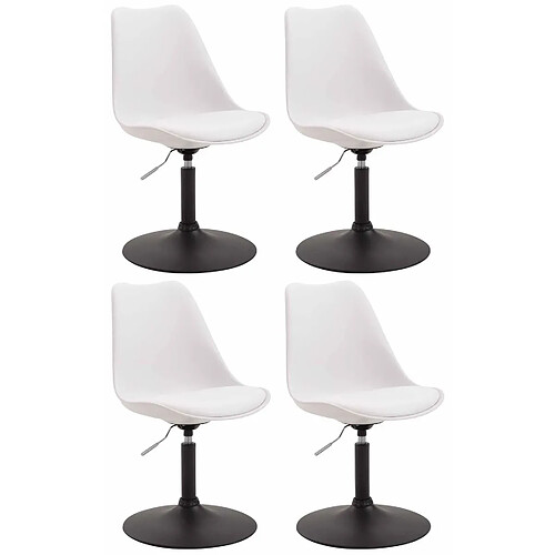 Decoshop26 Lot de 4 chaises de salle à manger pivotante hauteur réglable en plastique blanc et pied trompette métal noir 10_0001807