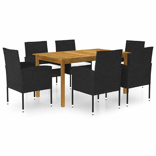 Salle à manger de jardin 7 pcs,Table et chaise à dîner Noir -MN61382