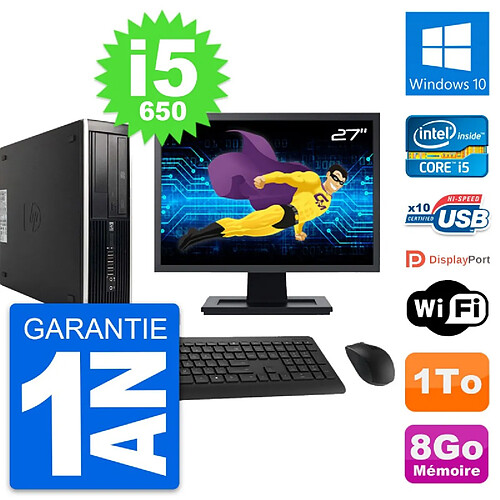 PC HP 8100 SFF Ecran 27" Intel Core i5-650 RAM 8Go Disque 1To Windows 10 Wifi · Occasion