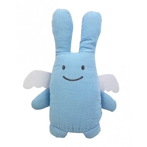 Nemu Nemu Ange Lapin Doudou avec Hochet - Bleu