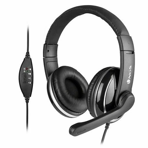 casque micro stéréo avec une connexion USB pour PC fixes ou portable NGS VOX800 USB, microphone flexible, commandes intégrée MUTE, VOL+ & VOL CONTROLS