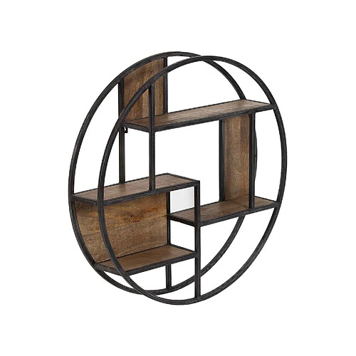 BOIS & CHIFFONS Etagere bois metal ronde | Manguier Stockholm