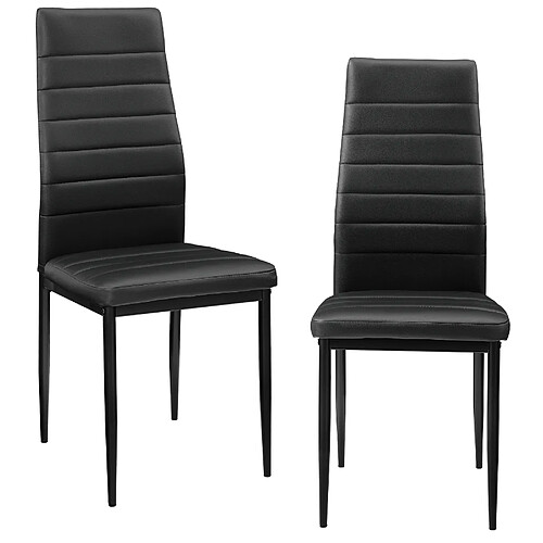 Lot de 2 Chaises de Salle à Manger Design Set de Sièges Empilables Similicuir 96 x 43 x 52 cm Noir [en.casa]