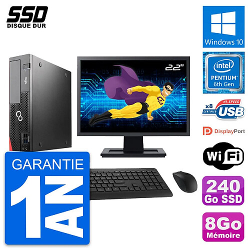 PC Fujitsu D556 DT Ecran 22" Intel G4400 RAM 8Go SSD 240Go Windows 10 Wifi · Occasion