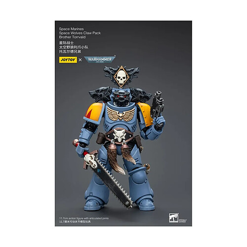 Joy Toy Warhammer 40k - Figurine 1/18 Space Marines Space Wolves Claw Pack Brother Torrvald 12 cm