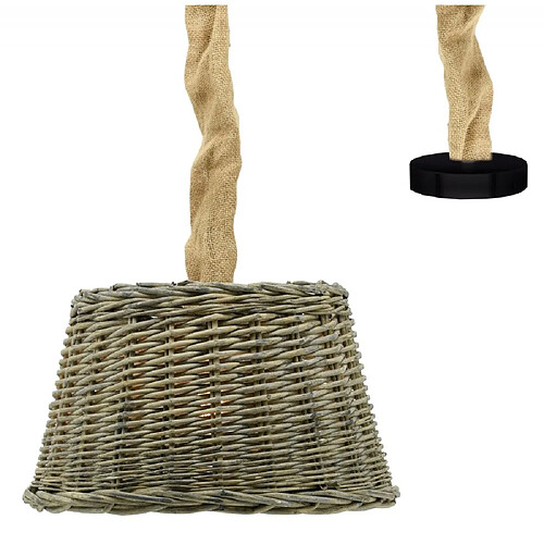 Aubry Gaspard Suspension en osier gris et jute.