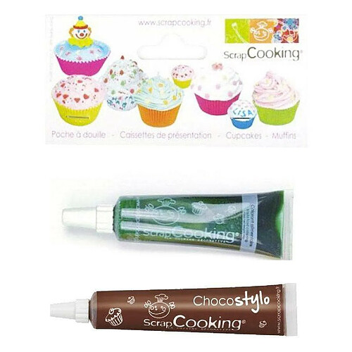 Scrapcooking Stylo chocolat + Colorant alimentaire liquide tube Vert