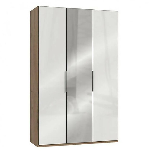 Inside 75 Armoire penderie LISEA 2 portes verre blanc 1 porte miroir 150 x 236 cm HT