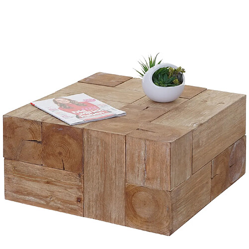 Mendler Table basse de salon HWC-A15, table d'appoint, bois de sapin rustique massif ~ 30x60x60cm