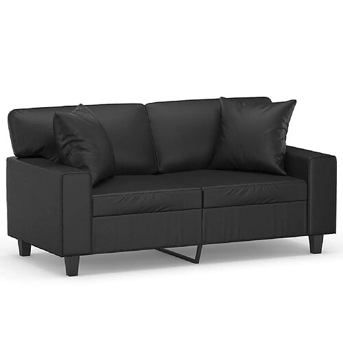 Maison Chic Canapé 2 places avec oreillers,Sofa de Salon,Canapé droit décoratifs noir 120cm similicuir -GKD370632