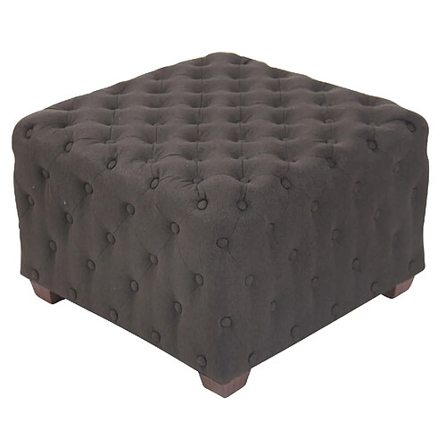 Decoshop26 Tabouret bas repose-pieds pouf forme carré en tissu gris foncé capitonné 10_0003714