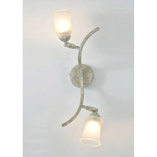 Luminaire Center Applique murale Toscano 2 Ampoules blanc/doré/verre dépoli