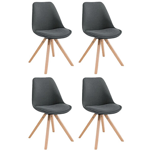 Decoshop26 Lot de 4 chaises de salle à manger design scandinave en tissu gris foncé et pieds en bois clair forme carré 10_0003203