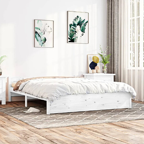 Maison Chic Lit Super King - Cadre de lit,Structure du lit Contemporain pour chambre Blanc Bois massif 180x200 cm -MN93964