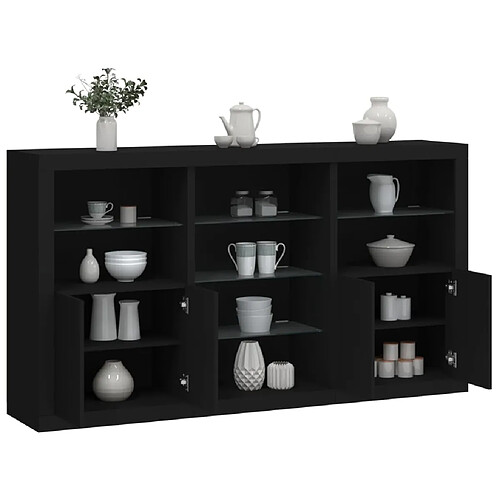 vidaXL Buffet avec lumières LED noir 181,5x37x100 cm