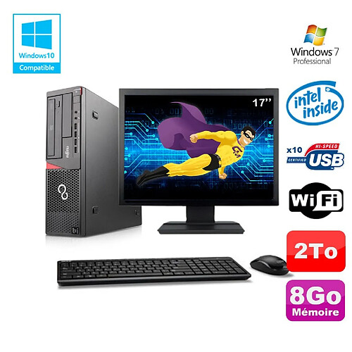 Lot PC Fujitsu E720 E85+ G3220 3GHz 8Go 2000Go Graveur WIFI W7 + Ecran 17" · Occasion