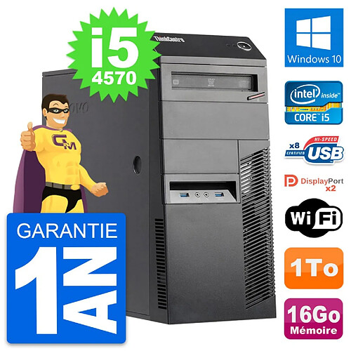 PC Tour Lenovo ThinkCentre M83 Intel i5-4570 RAM 16Go Disque 1To Windows 10 Wifi · Occasion