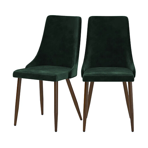 Rendez Vous Deco Chaise Vinni en velours vert (lot de 2)