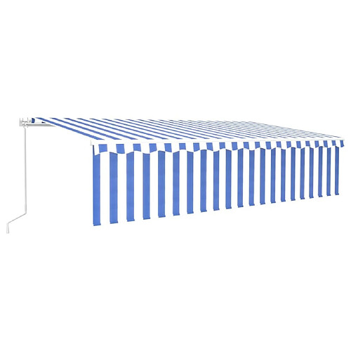 Maison Chic Auvent manuel rétractable avec store | store extérieurs de porte | Marquise Brise-soleil 6x3 m Bleu et blanc -GKD65853