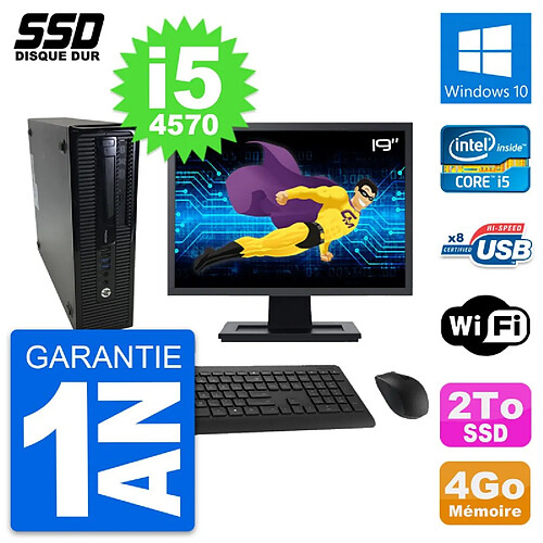 PC HP ProDesk 400 G1 SFF Ecran 19" Intel i5-4570 RAM 4Go SSD 2To Windows 10 Wifi · Occasion