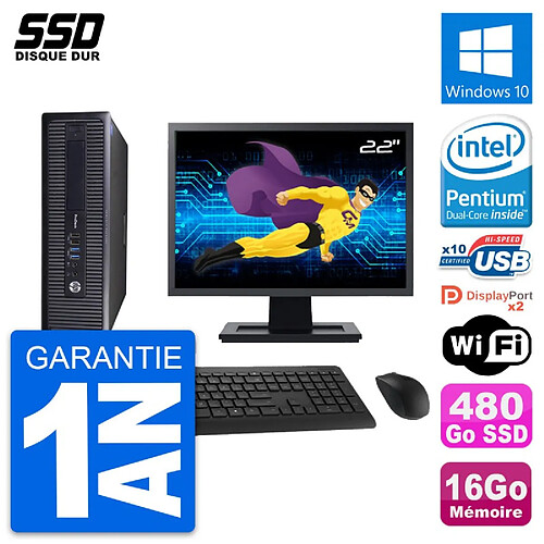 PC HP 600 G1 SFF Ecran 22" Intel G3220 RAM 16Go SSD 480Go Windows 10 Wifi · Occasion