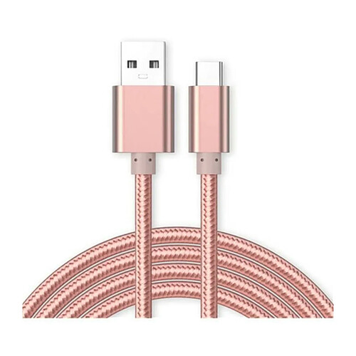 Cable Micro USB Nylon Renforce Longeur 2M Couleur Rose Little Boutik Couleur